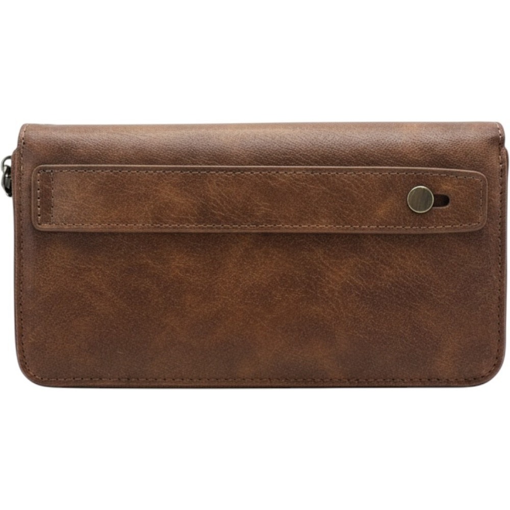 Brown Faux Leather Wallet Crossbody Purse with Wristlet Strap & Card Slots